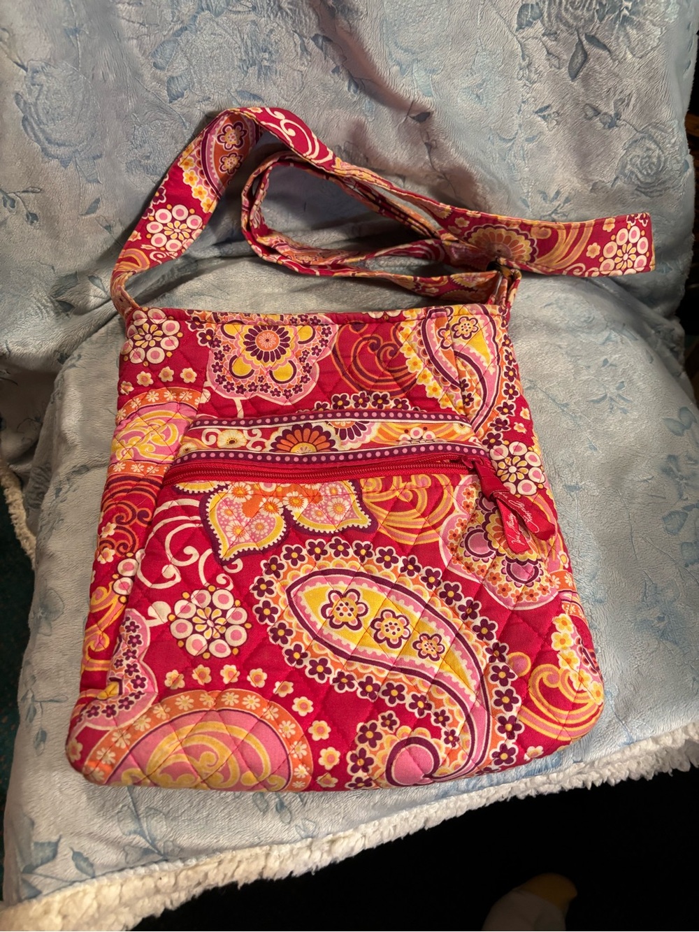 Vera Bradley Quilted Paisley Crossbody Bag in Pink and Yellow